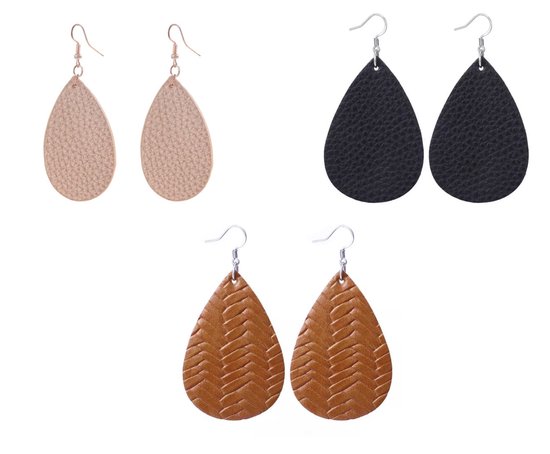 Fliex - boucles d'oreilles - simili cuir - forme goutte - couleur or