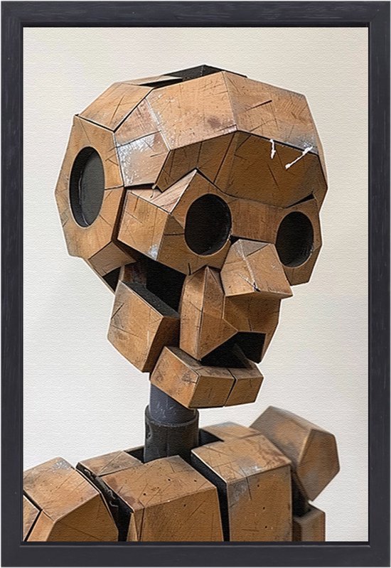 Portrait robot - Sculpture tableaux - Décoration murale visage - Décoration murale campagne - Toile avec cadre boite - Décoration chambre toile avec cadre boite 75x100 cm