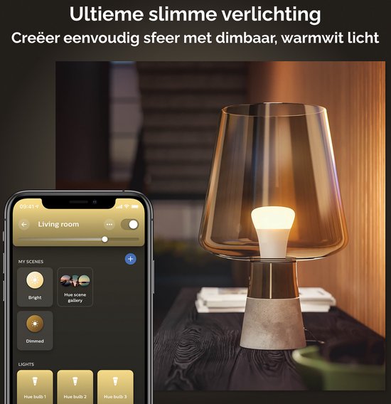 Philips Hue White A60 - Ampoule connectée E27 - 800 (lot de 2), Ampoule intelligente, Bluetooth/Zigbee, Blanc, LED intégrée, E27, Lumière blanche douce
