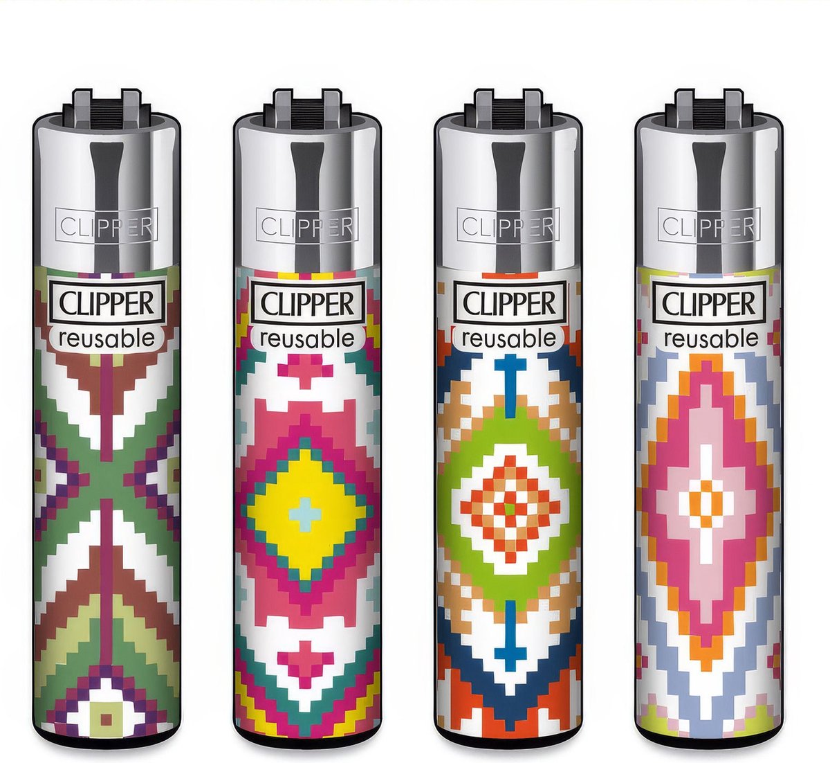 Goedkoopste Clipper Classic Large Aanstekers Large Patchwork (4 Stuks
