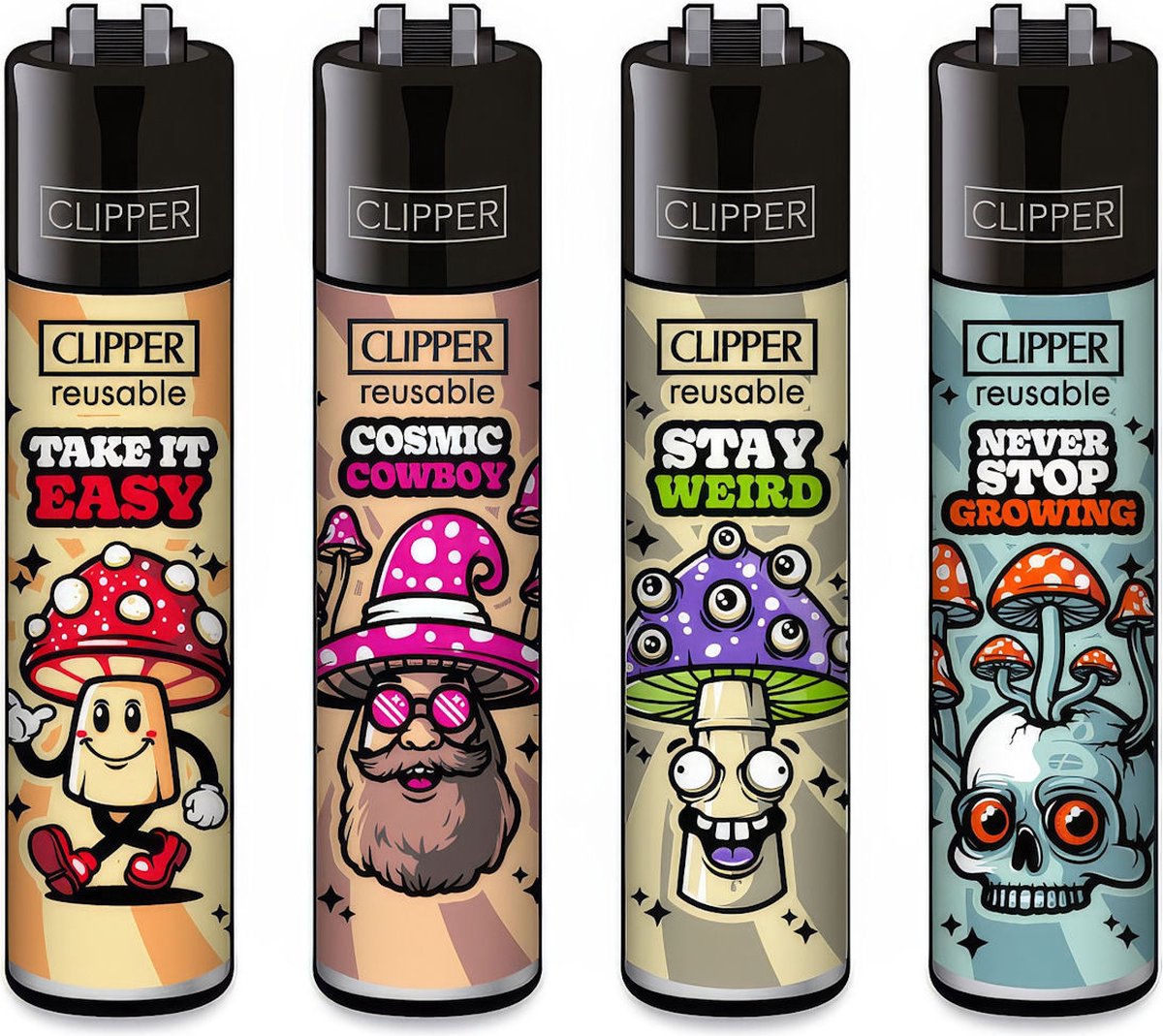 Goedkoopste Clipper Classic Large Aanstekers Shrooms 12 (4 Stuks