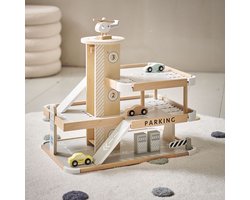 Petite Amélie Autogarage Speelgoed Hout - Rustige Grijstinten - Parkeergarage incl. Accessoires - Ultieme Speelplek voor Avontuur met Auto's