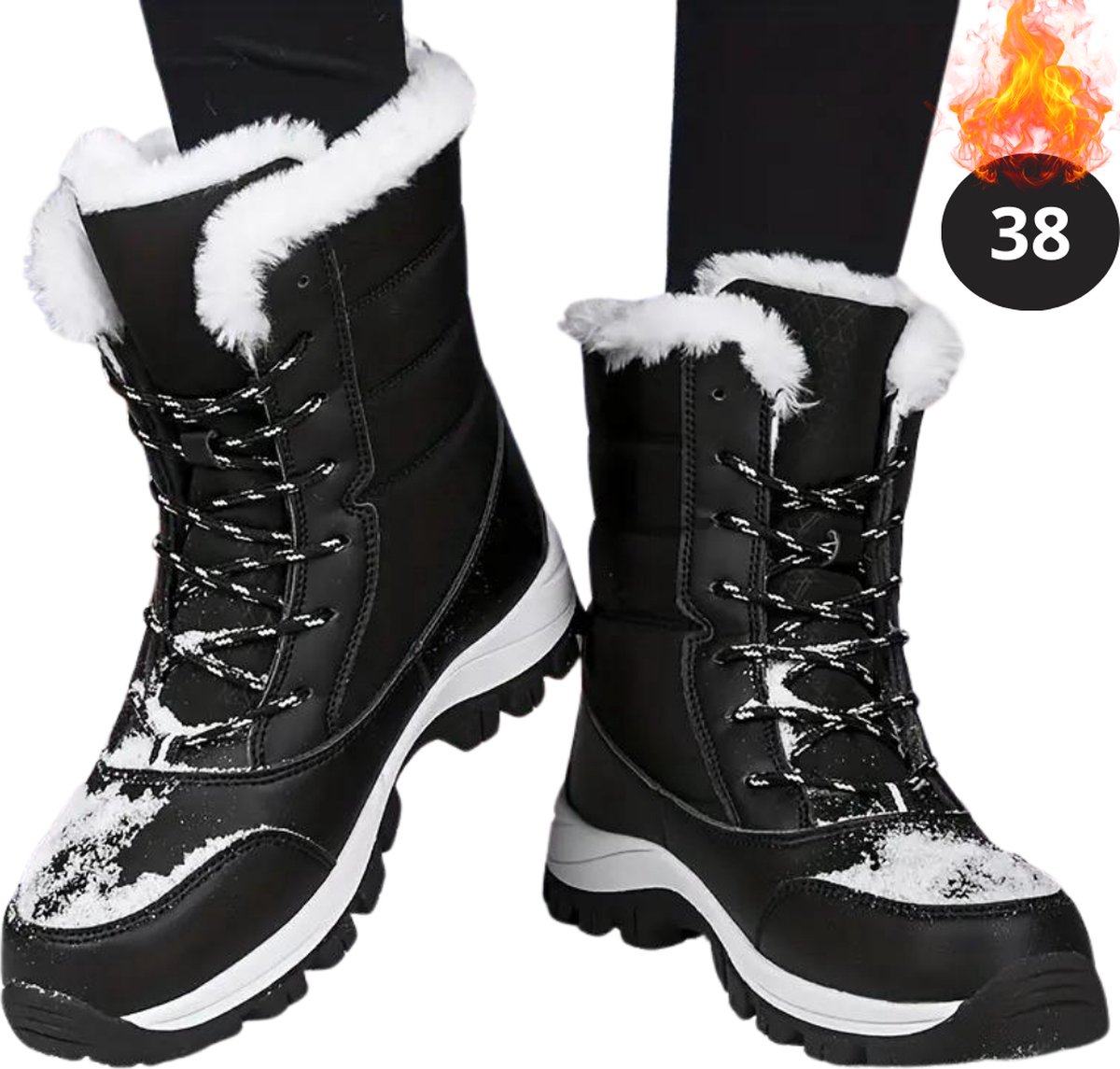 Nivard Snowboots Sneeuwschoenen Sneeuwboots Dames Wintersport Ski Skischoenen – 38 Hoog Zwart