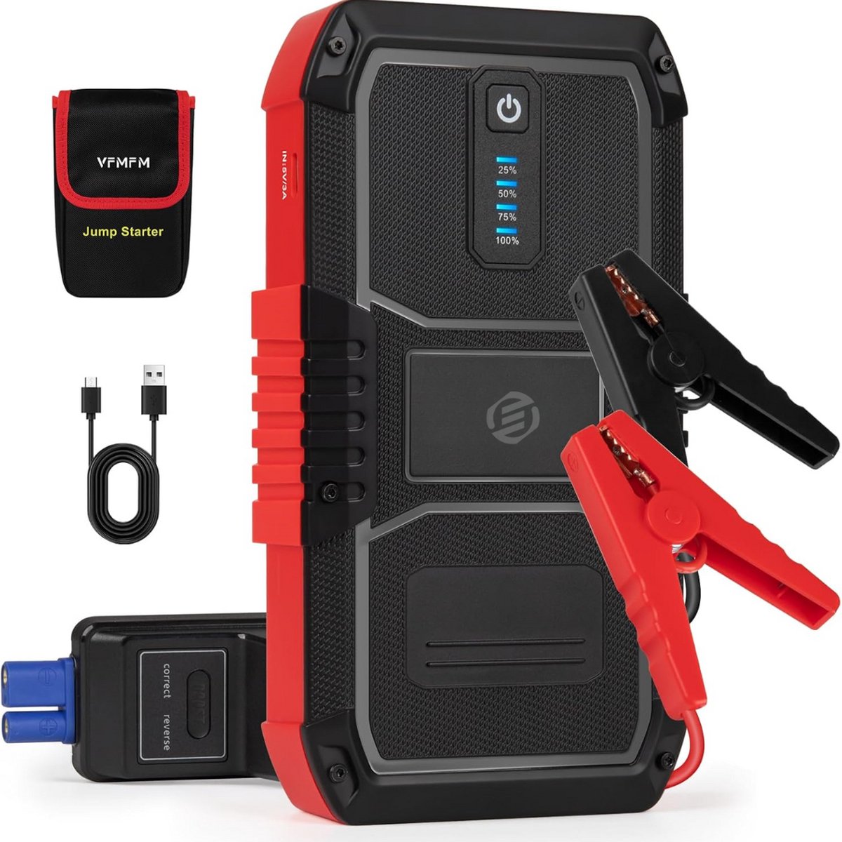 Equivera Jumpstarter voor Auto - Accu Booster - Acculader voor Auto - Starthulp voor Auto - Acculader - Auto Acculader - Accu Booster voor Auto - Nooit meer zonder lege accu!