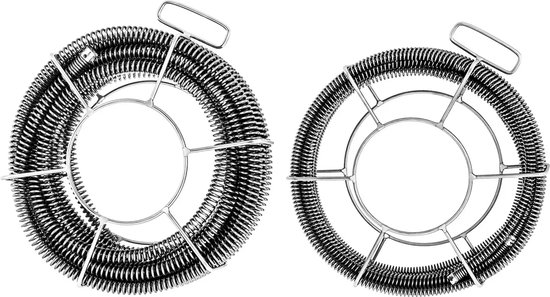 Twee ronde metalen spoelen voor pijpreinigingsmachine.