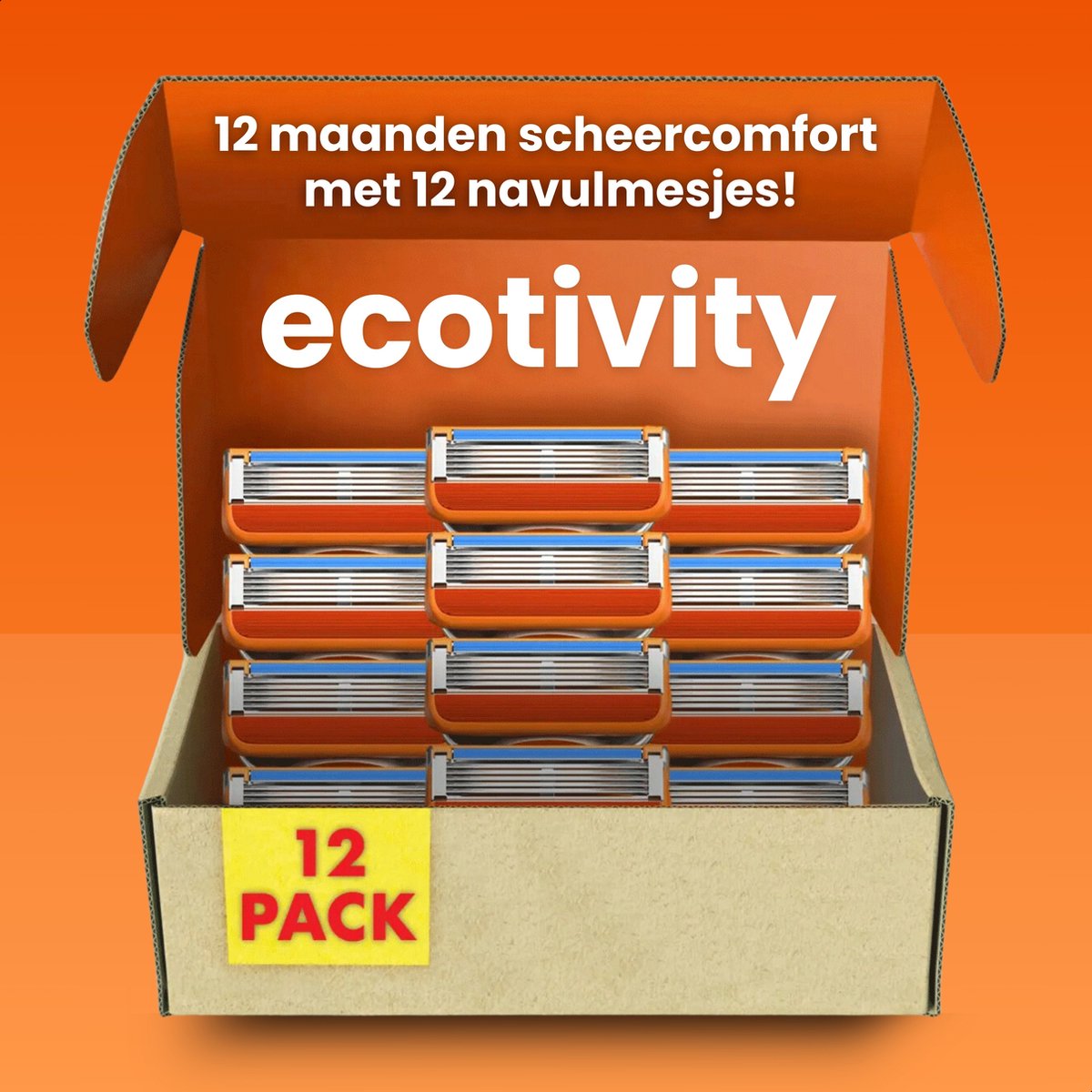 Ecotivity Luxe Scheermesjes 12x - Scheermesjes - Geschikt voor Gilette fusion 5 - Gilette fusion scheermesjes - Universele Scheermesjes - Gilette fusion 5 - Voor Een Gladde Huid - 5 Blade - Compatibel Met Alle Fusion 5 Opzetstukken