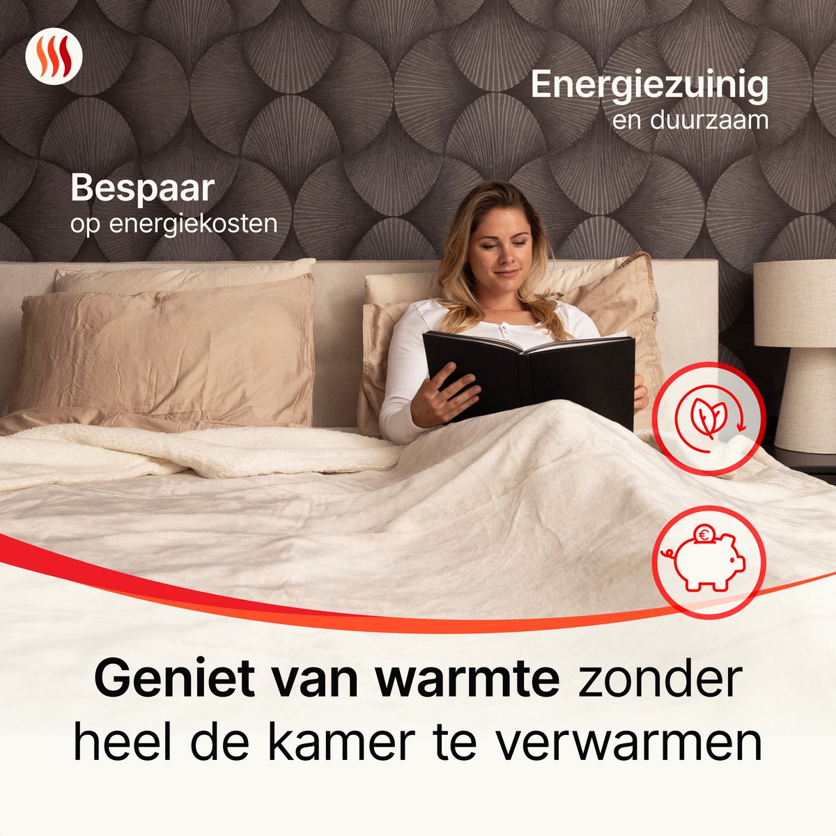 Seranova Elektrische deken XXL - 180x160 cm - 2 Persoons Bovendeken - Warmtedeken - Dubbelzijdig Fleece Sherpa - Crème beige thumbnail 5