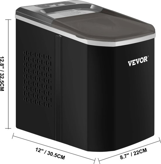 Seastone - Elektrische Ijsblokjesmaker - Ijsblokjesmachine - 1.4 Liter - 12 Min. - 12kg/24u - IJsblokmaker met IJsschep - RVS - Zwart van Seastone — afbeelding 3