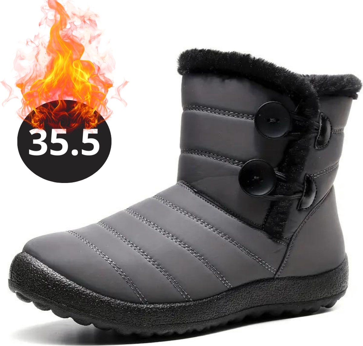 Nivard Snowboots Sneeuwschoenen Sneeuwboots Dames Wintersport Ski Skischoenen – 35.5 Knopen Grijs