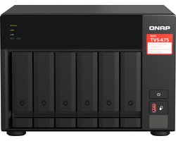 QNAP TVS-675 NAS Tower ZhaoXin KaiXian KX-6000 KX-U6580 8 GB DDR4 0 TB QuTS hero Zwart