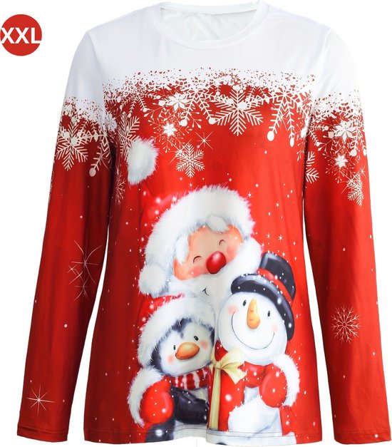 Bovista Kersttrui - Dames - Foute Kersttrui - Christmas Sweater - Kerst Sweater - Christmas Jumper - Pyjama - Rood - Maat XXL