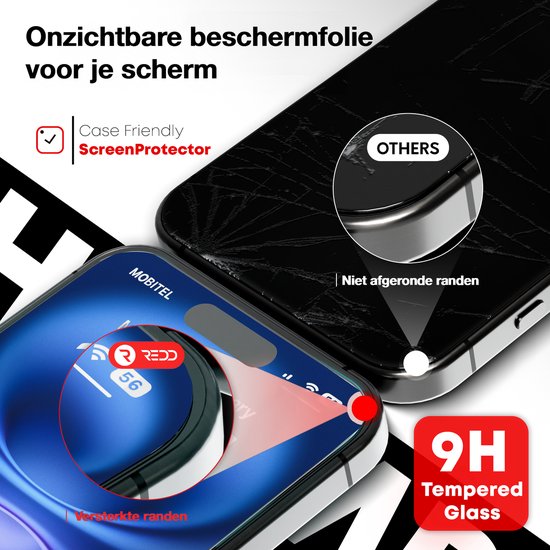 Screenprotector - 2 stuks - Geschikt voor iPhone 16 Tempered Glass - Extra Sterk – beschermglas