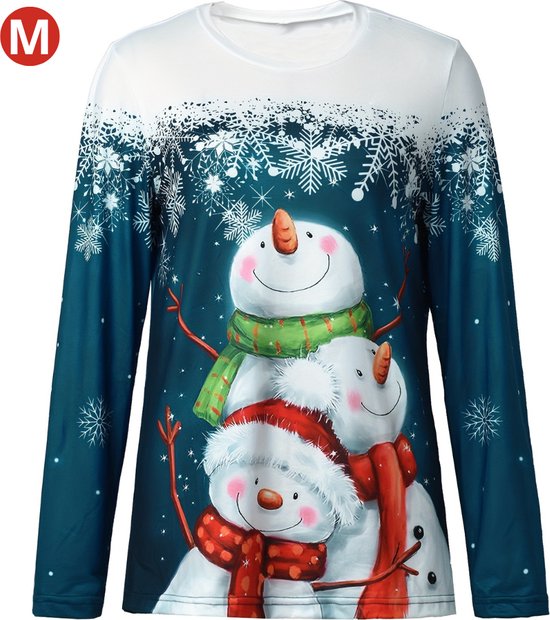 Bovista Kersttrui - Dames - Foute Kersttrui - Christmas Sweater - Kerst Sweater - Christmas Jumper - Pyjama - Donker Blauw - Maat M