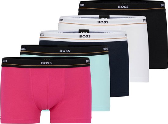 Foto: Hugo boss essential trunks 5 pack heren boxers kort aqua blauw maganta zwart maat m