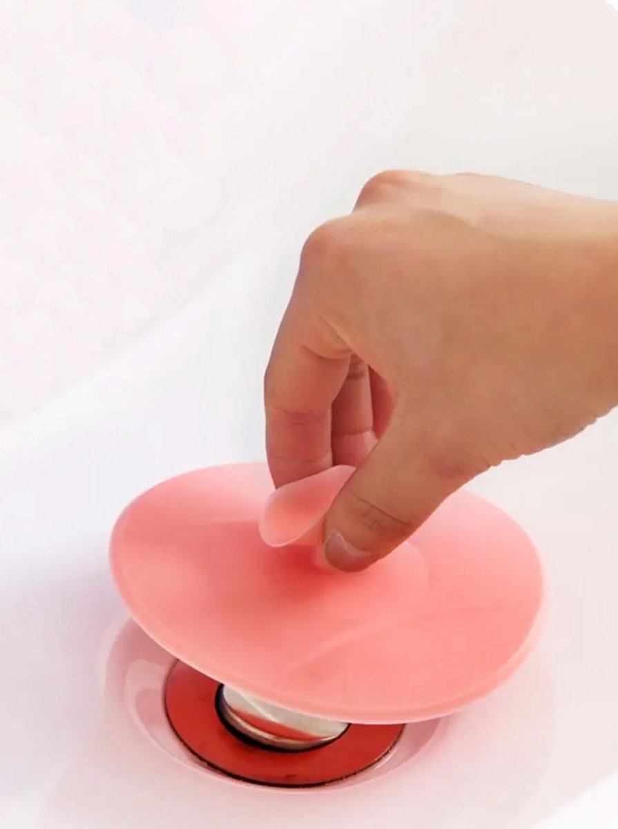 Goedkoopste CHPN - Gootsteen Stop - Losse stop voor gootsteen - 11 cm - Roze - Rubber - Badkamerstop - Universeel