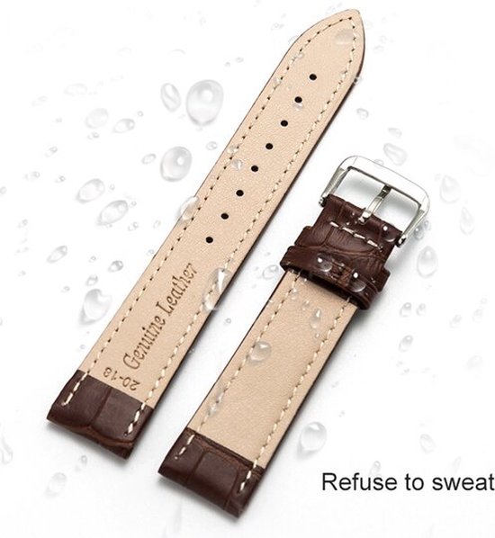 By Qubix - 22 mm - Convient pour Garmin Forerunner 255 - Bracelet en cuir de crocodile - Marron - Convient pour bracelet Garmin