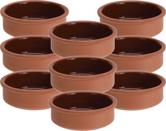 Foto: 12x tapas schaaltjes 500 ml terracotta 12 cm keukenbenodigdheden kookbenodigdheden tafel dekken tapasschaaltjes tapas snacks hapjes bereiden en serveren