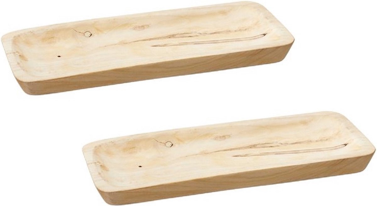 Set van 2x stuks rechthoekig kaarsenbord/kaarsenplateau hout 40 x 3 x 17 cm - Onderborden voor kaarsen op tafel