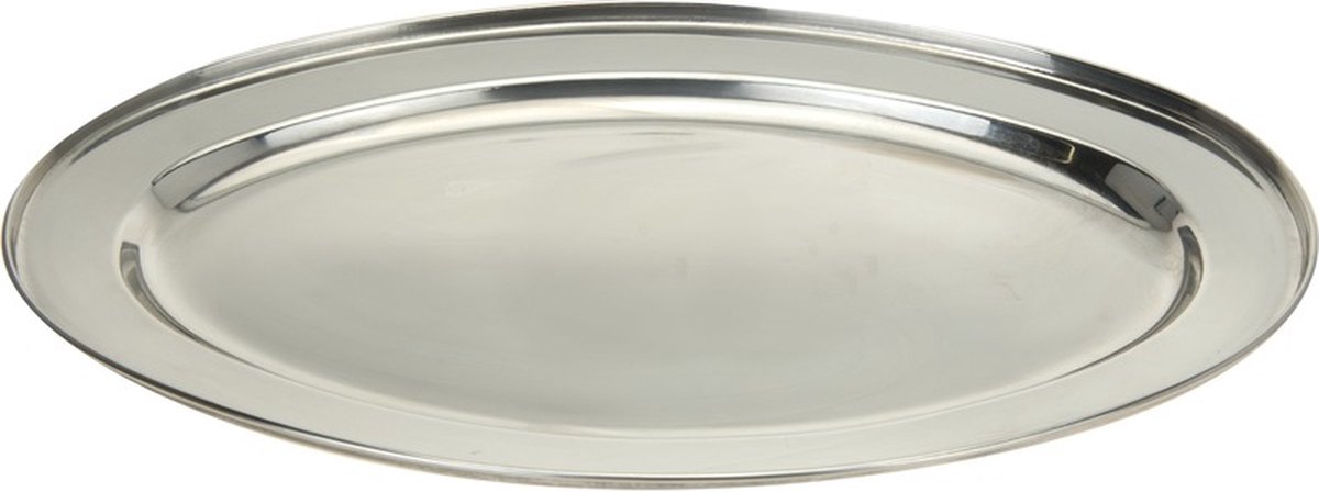 RVS serveerschaal/barbecueschaal - 45 x 29 cm - Barbecueschalen - vleesschalen - zilver