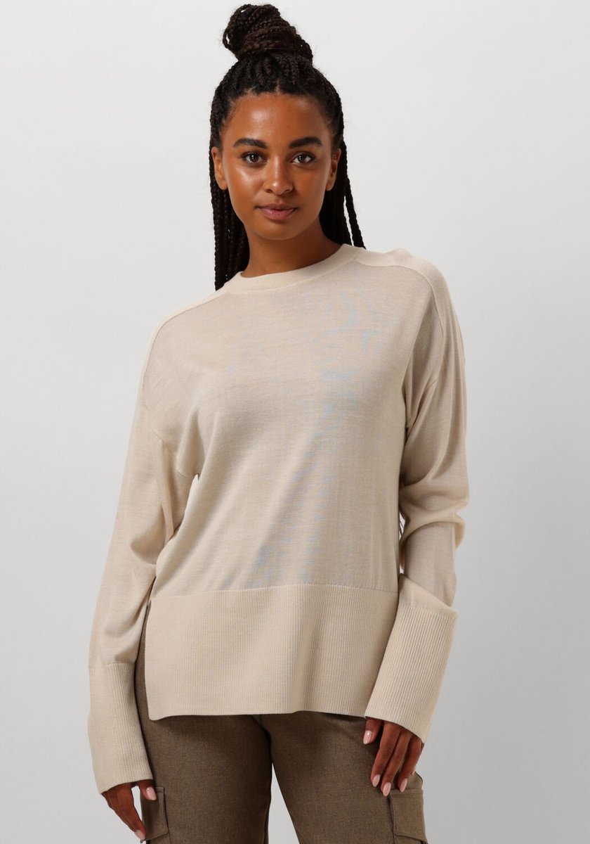 Ruby Tuesday Vallie Soft Round Neck Pullover High Border Truien & vesten Dames - Sweater - Hoodie - Vest- Beige - Maat M