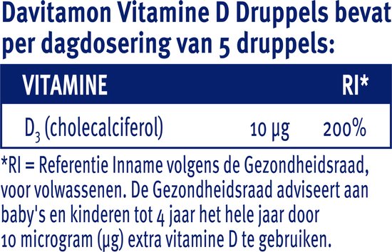 Davitamon Vitamine D Druppels - Vitamine D olie voor baby’s en kinderen - met zonnebloemolie - 100% natuurlijk