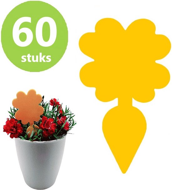 Plak klavertjes tegen rouwvliegjes 60 stuks - Rouwvliegjes bestrijden - Varenrouwmug - Plakstrips - Vangkaarten - Vangplaten - Insectenval - Insectenvanger