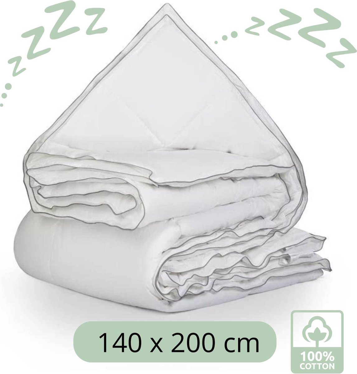 Droomtextiel 4 Seizoenen Dekbed - 100% Katoen - Hotelkwaliteit - Eenpersoons 140x200 cm - Comfort & Ademend - Antiallergisch - Hoogwaardige Kwaliteit - Heerlijk Zacht