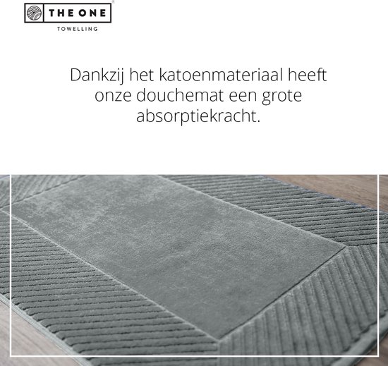 The One Towelling Badmat Ultra - 60 x 95 cm - Extra dikke Douchemat - 100% Zacht katoen - Zilvergrijs
