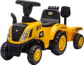 Eco Toys - CAT Tractor Loopauto - Geel/Zwart - Met Aanhanger, Schep & Hark - Claxon & Verlichting - Vanaf 12 Maanden - Max. 25 kg