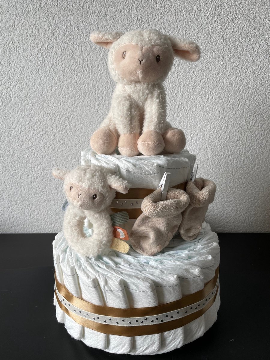 Image of 2-Laags Neutrale Luiertaart Little Dutch Farm Schaap