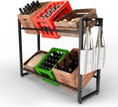 Rumy Krattenrek voor 6 Kratten Zwart - Opbergrek met haken - Stellingkast voor in de keuken en garage - Opbergkast voor o.a. Kratten Max 100 kg