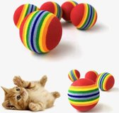 4 boules Chats . | Jouets Chats | Jouets pour chats | Jeu interactif | Chatons | 3,5 CM | Arc-en-ciel 4 pièces