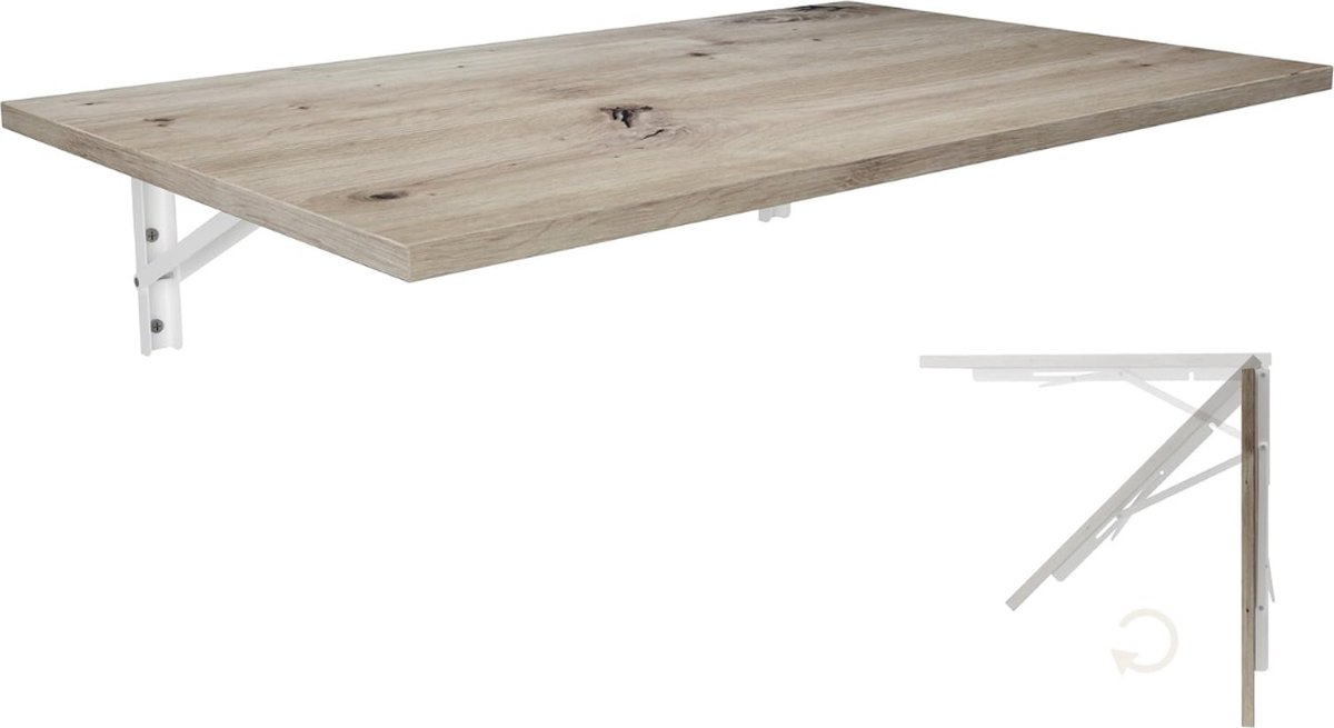Klaptafel voor wandmontage Bureautafelblad 80x50 cm in betonlook Inklapbare eettafel Keukentafel voor wandmontage Inklapbare tafel voor wandmontage in keuken eetkamer