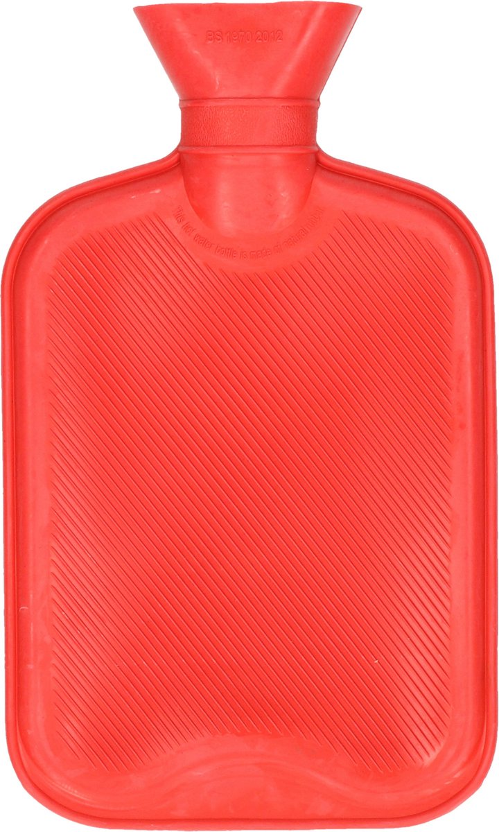 Goedkoopste DID Warmwaterkruik - met rubberen hoes - rood - 2L - kruiken voor warme voeten/lichaam