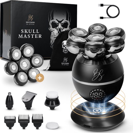 Brothers in Style Skull Shaver Pro Zwart + Extra Scheerkop
