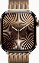 Apple Watch Series 10 - Wifi + 4G - 46mm - Gouden Titanium Case met Gouden Milanese band - M/L