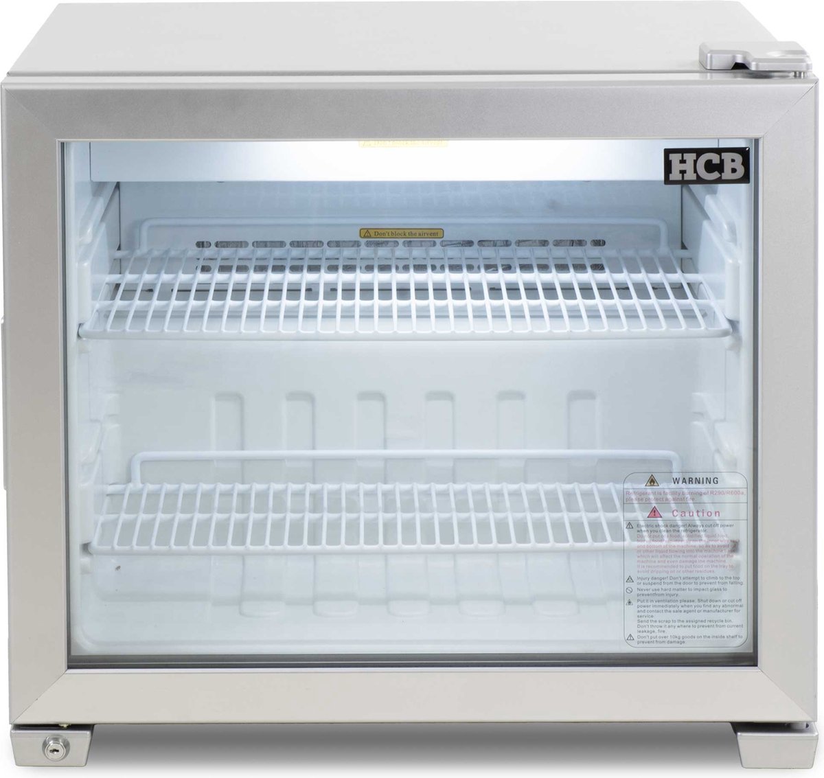 HCB® - Professionele Horeca Glasdeur koelkast - 55 liter - 230V - Zuinige koeling met glazen deur - Flessenkoelkast - Drankenkoelkast - 53x62x55 cm (DxBxH) - 35 kg - Frigo - 7652