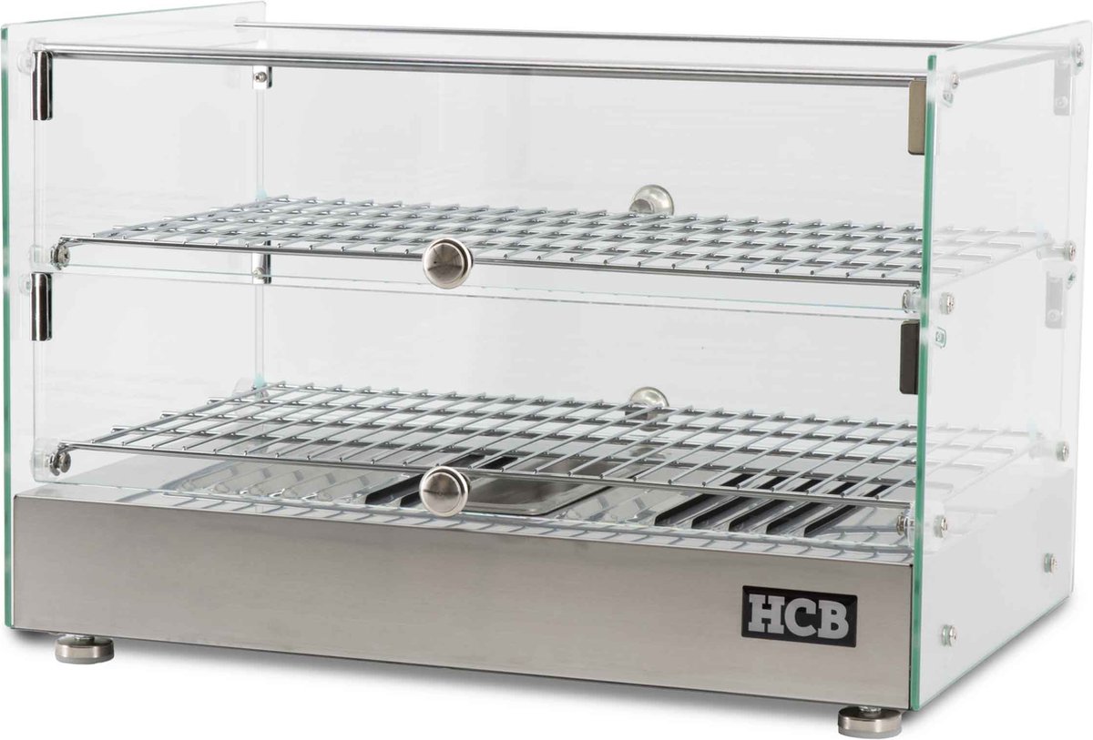 HCB® - Professionele Horeca Warmhoudvitrine - 50 liter - 230V - RVS / INOX - 36.1x55.4x37.6 cm (DxBxH) - 14 kg - 3368