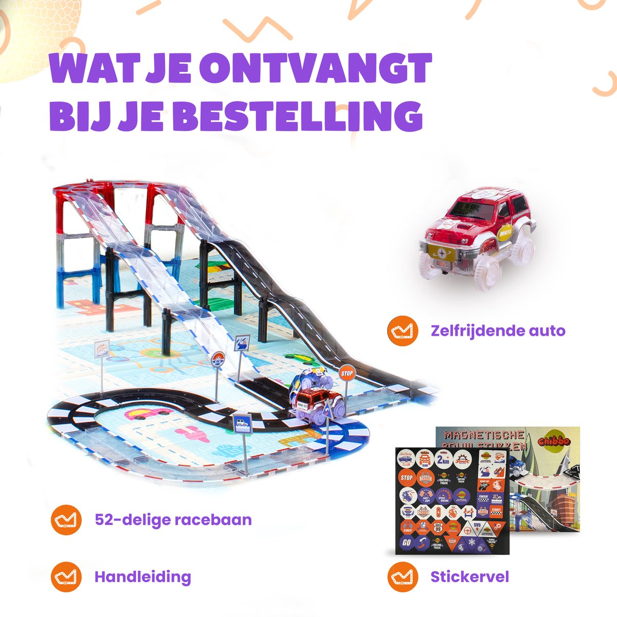 Magnetisch speelgoed Jongens – 3 tot 12 jaar – Auto Racebaan Elektrisch voor kinderen – Montessori Speelgoed – 52 Delig — afbeelding 7