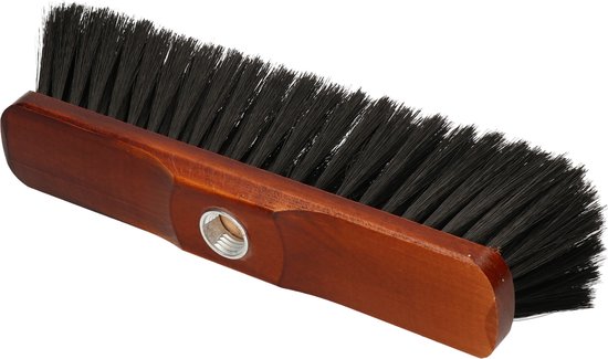 Brumag bezem voor binnen - houten bezemkop bruin - breedte 28 cm - steel 130 cm - alle vloeren - zachte haren - kunststof steel van Brumag — afbeelding 2
