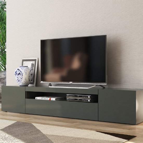 Meuble TV Cosmopolitan | 200 x 40 x 36,5 cm | Anthracite - Web-Furniture - Armoires de salon - Gris - MDF - Armoires de salon