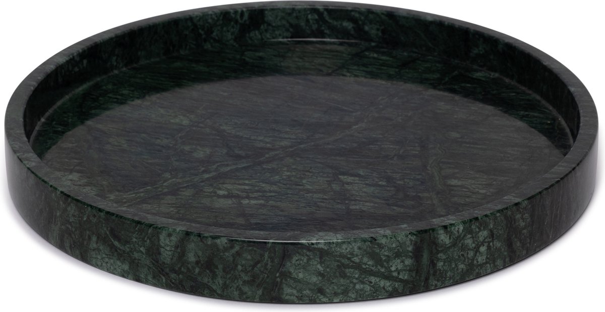 MOOISA - Marmer - Marmer dienblad met rand groen - Tray Ø30cm - rond marmer dienblad - vierkant marmer dienblad - decoratie schaal - tapasplank - serveerplank