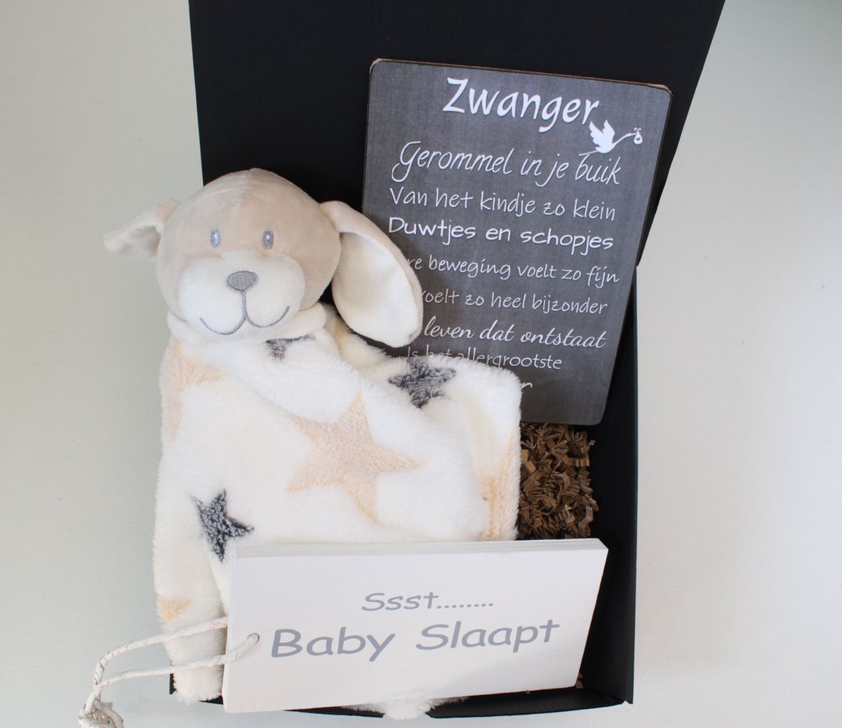 Goedkoopste Minibox knuffeldoek dog - cadeau baby - cadeau zwangerschap - kraam cadeau - kraammand