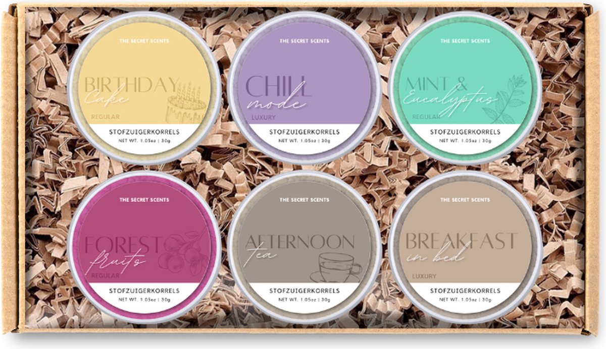 Goedkoopste The Secret Scents - Stofzuigerkorrels / Geurkorrels proefset 6x 30gr. | Huisparfum | Geuren voor in huis | Handgemaakt