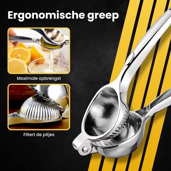 PROKING Robuuste Citroenpers - Limoenpers - Handmatige Pers - Lemon squeezer - Citrusknijper - Fruitpers - Sinaasappelpers - Zilver van Merkloos — afbeelding 4