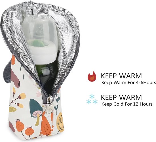 Ychee - Draagbare Thermo Tas - Melkfles Tas - Isoleertas - Flessenwarmer - Koeltas - Reizen - Onderweg - Handig - Compact - 24x8x7cm - Grijs van Ychee — afbeelding 3