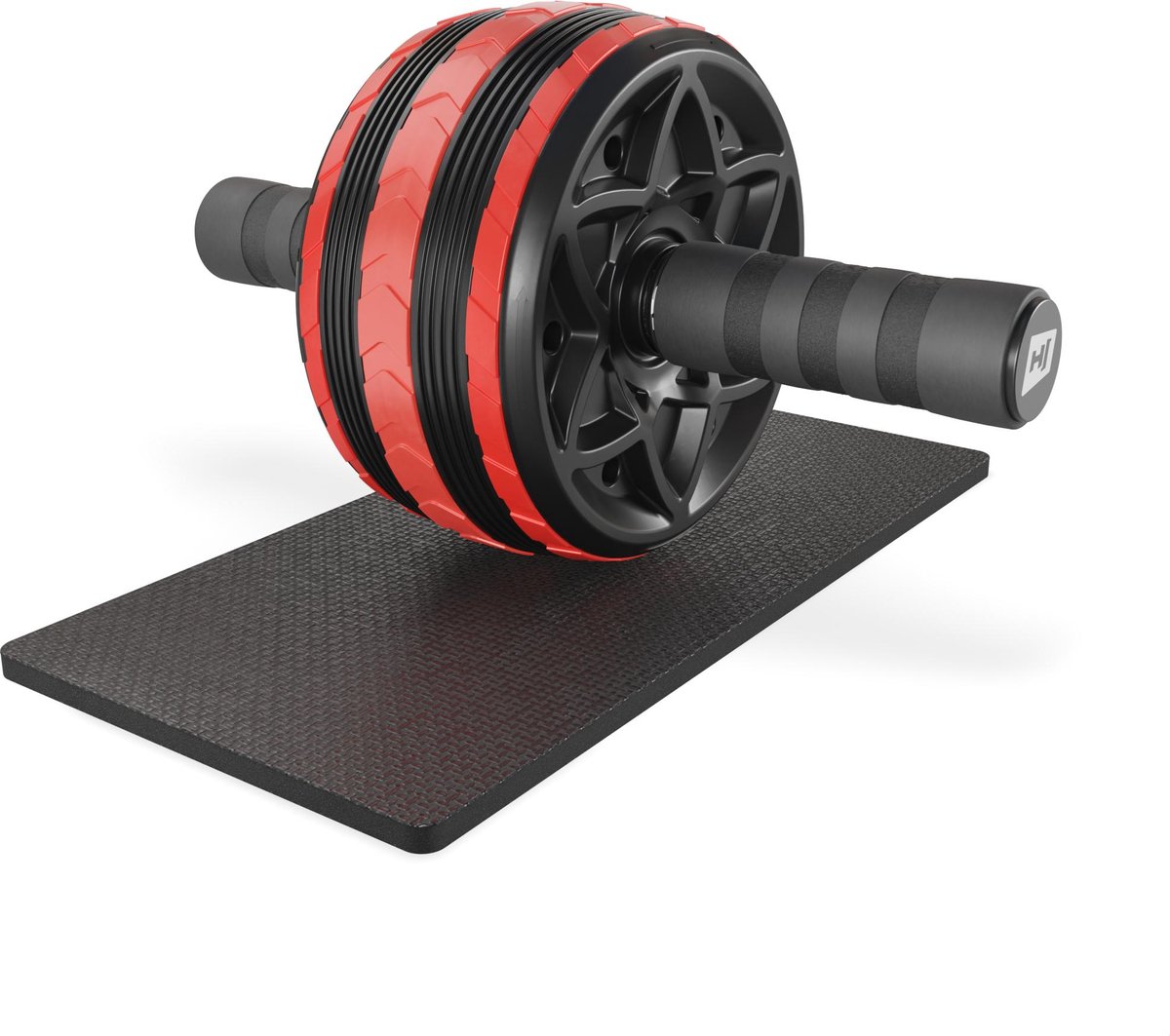 Hop-Sport Buikspierwiel AB Roller – Met Antisliphandgrepen en Kniebeschermmat voor Core Training – Rood