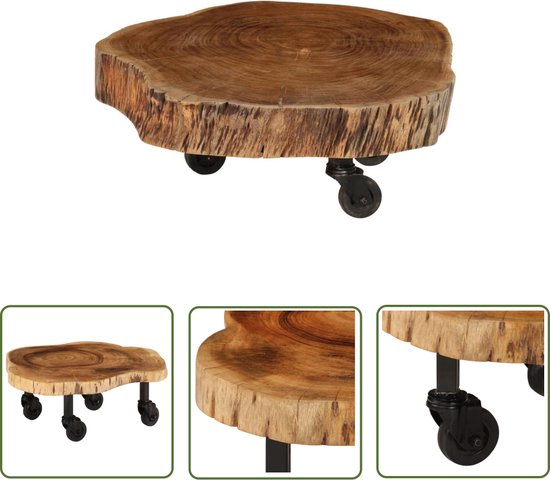 The Living Store Table basse en bois d'acacia Massief - 60 x 55 x 25 cm - Marron