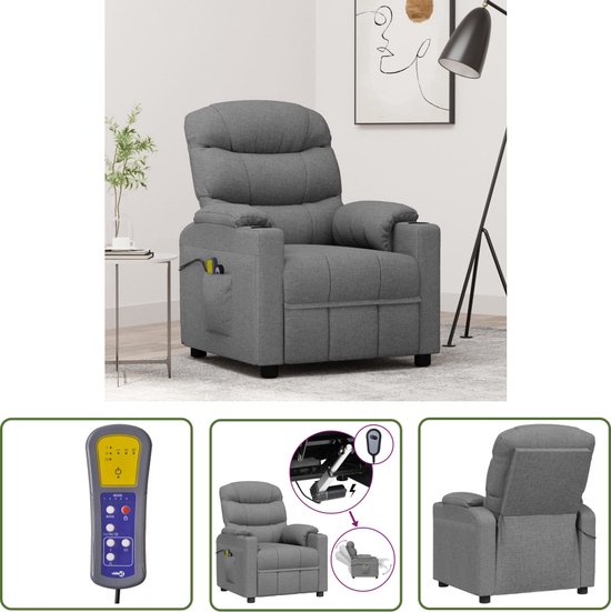 Fauteuil relax, fauteuil inclinable de massage électrique gris clair tissu con522516