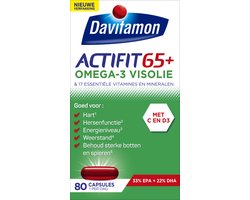 Davitamon Actifit 65+ Omega-3 Visolie - Multivitamine speciaal samengesteld voor 65 plussers - 80 capsules
